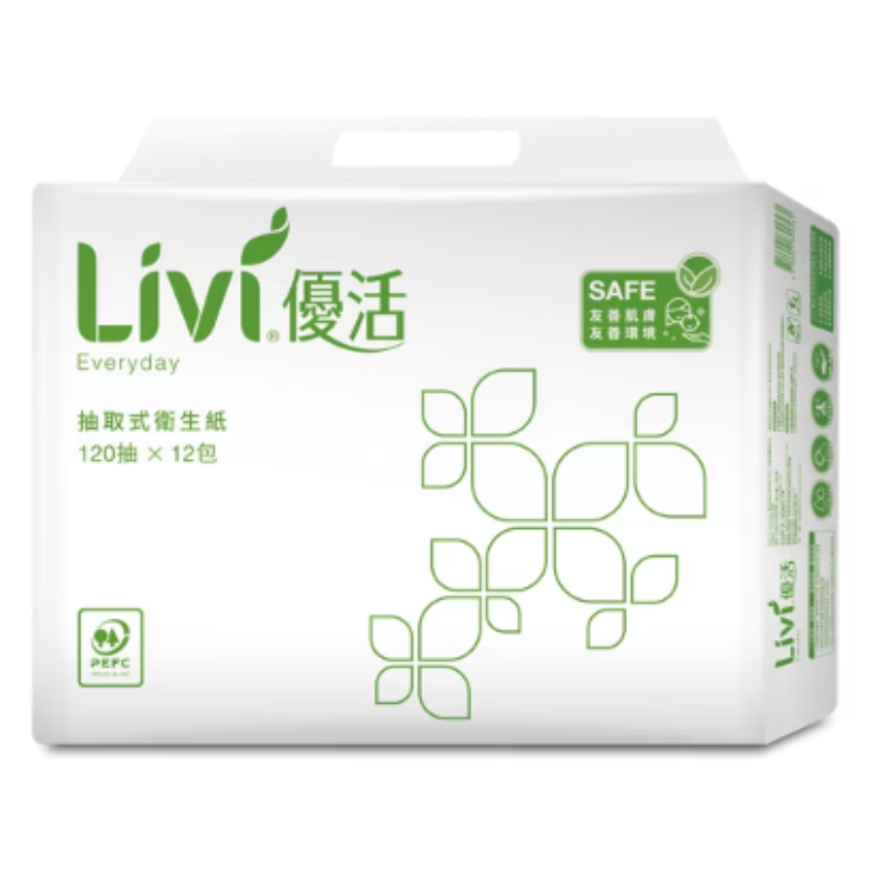 Livi Everyday 優活抽取式衛生紙120抽12包6袋(PEFC)