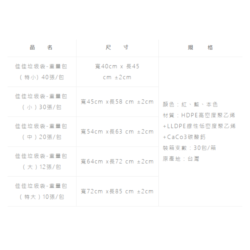 佳佳環保垃圾袋-平口式